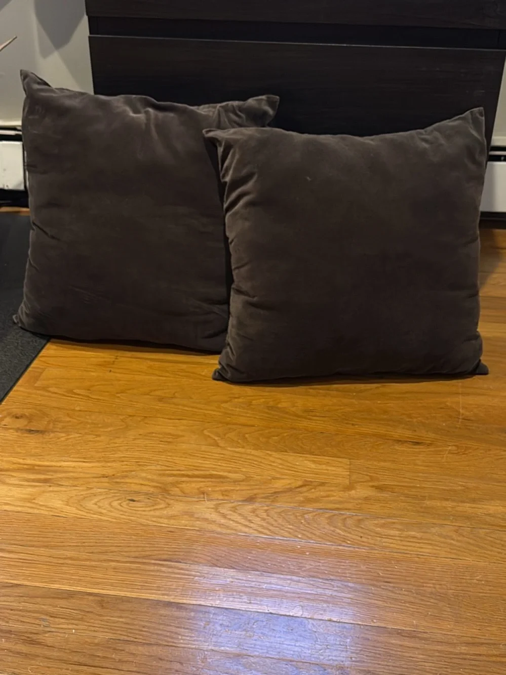 2 - 18x18 Velvet Throw Pillow - Charcoal Gray
